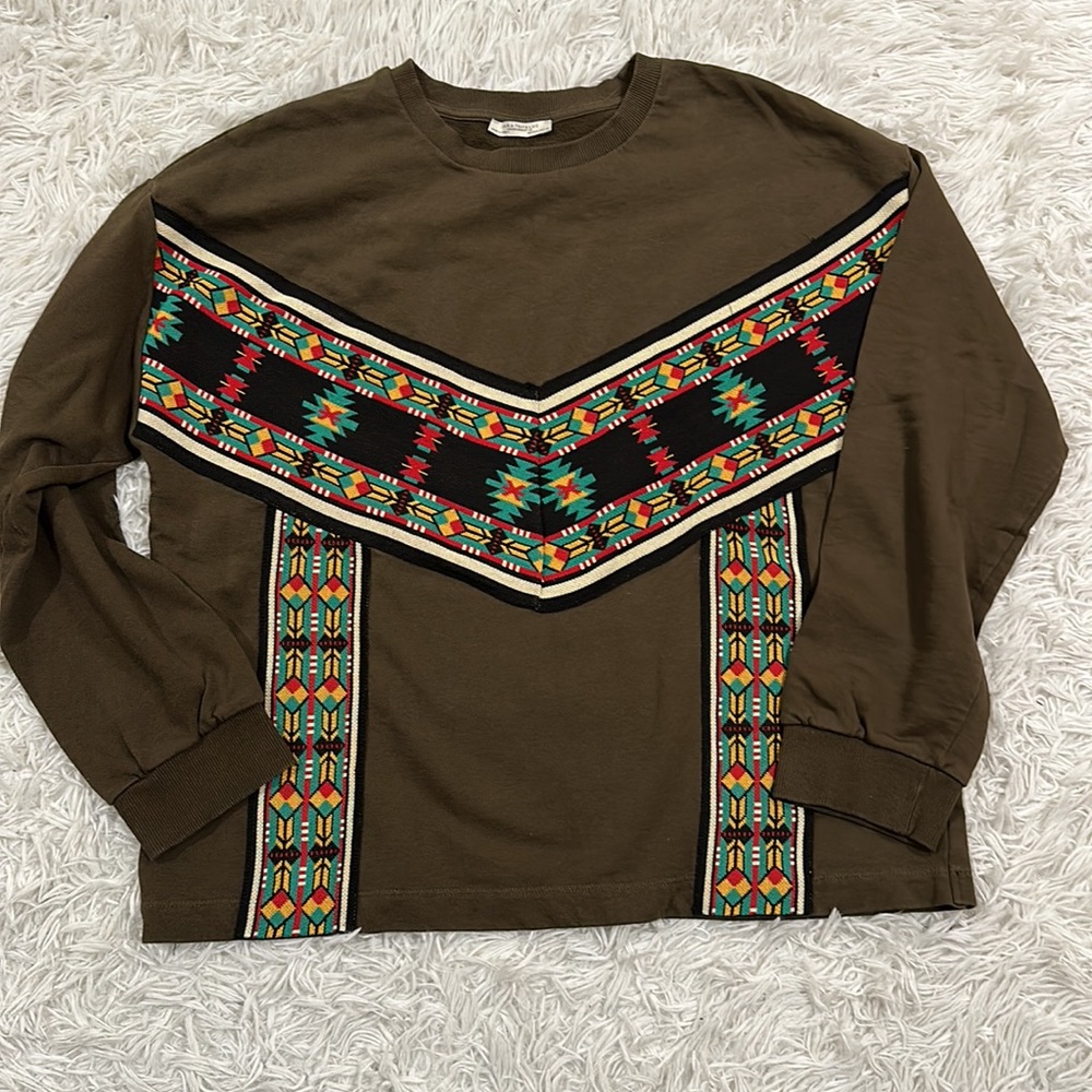 Zara Trafaluc Aztec Oversized Sweatshirt